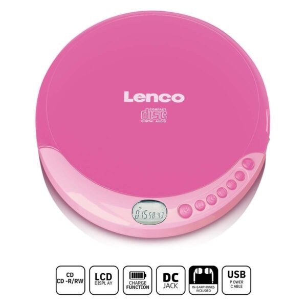 Lenco Draagbare CD-speler met oplaadfunctie Roze - CD-011PK