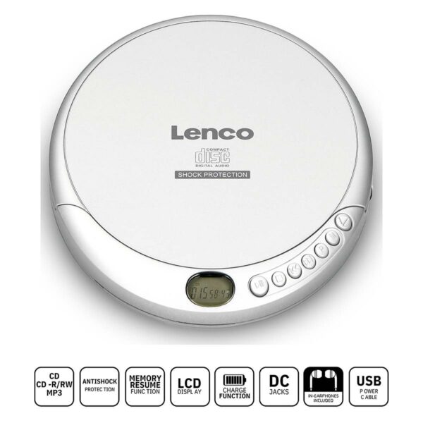 Lenco Draagbare CD MP3 speler anti-schok Zilver - CD-201SI