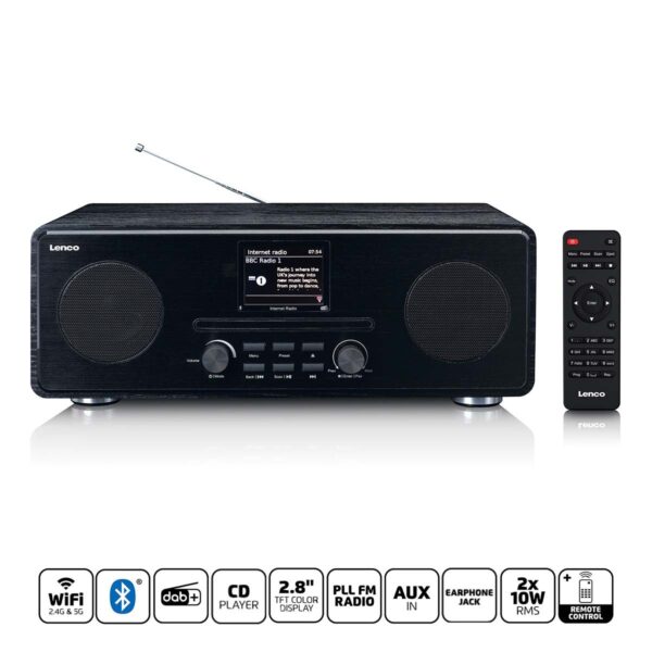 Lenco Internet / DAB+ / FM-radio met CD-speler en Bluetooth® Zwart - DIR-260BK