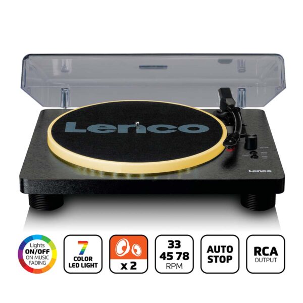 Lenco Platenspeler met PC-codering, luidsprekers en verlichting - LS-50LEDBK