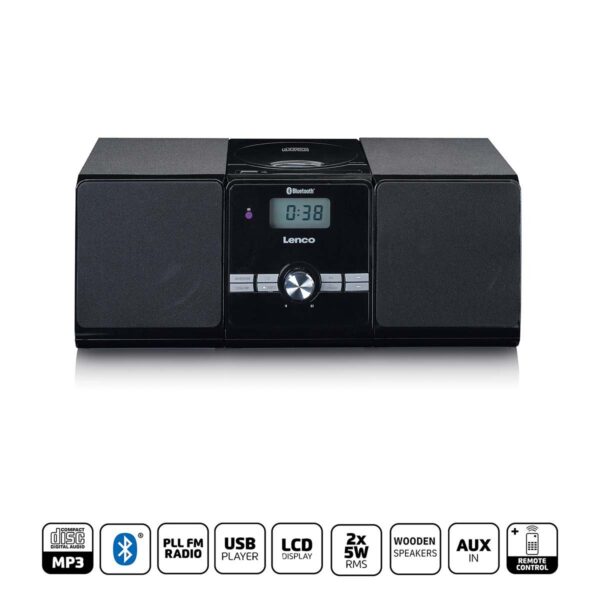 Lenco Micro set met CD/MP3 Bluetooth USB afstandsbediening Zwart - MC-030BK