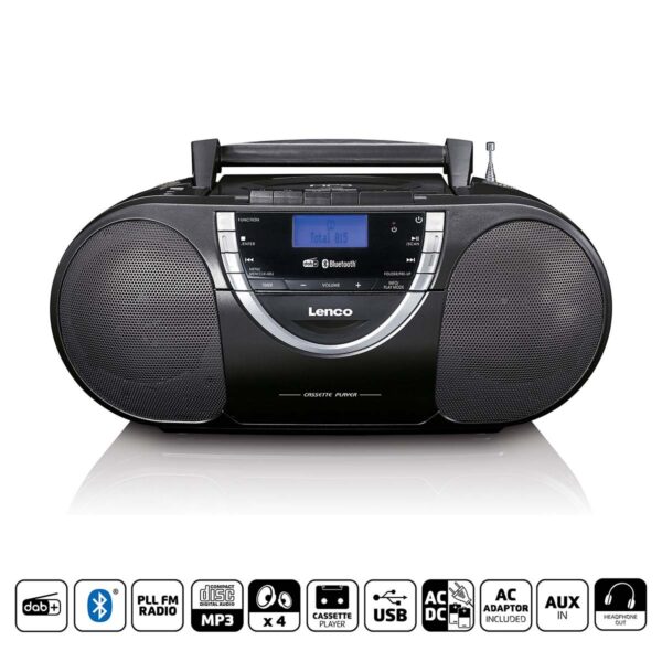 Lenco Draagbare DAB+ en FM-radio met CD-cassette en Bluetooth Zwart - SCD-6900BK