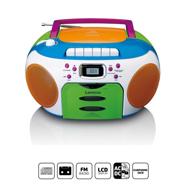 Lenco Draagbare radio met CD en cassette Kids Multi Colour - SCD-971