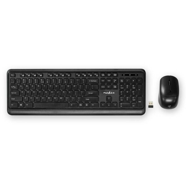 Nedis Muis en Toetsenbordset | Draadloos | USB | QWERTY | US Internationaal | 1 stuks - KBMCW100BKUS KBMCW100BKUS