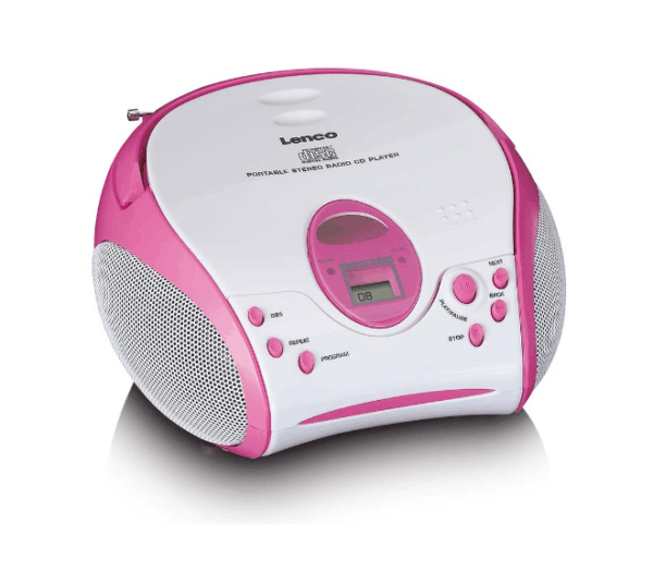 Lenco Boombox met CD-speler FM-radio en stickers Roze - SCD-24PK KIDS