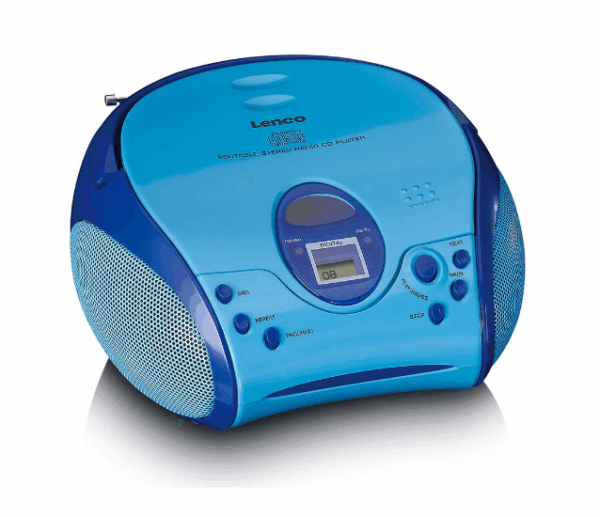 Lenco Boombox met CD-speler FM-radio en stickers Blauw - SCD-24BU KIDS
